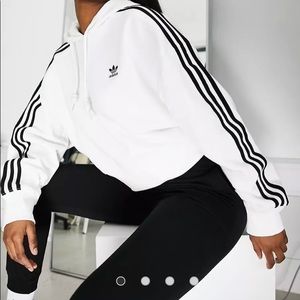 White cropped Adidas hoodie -